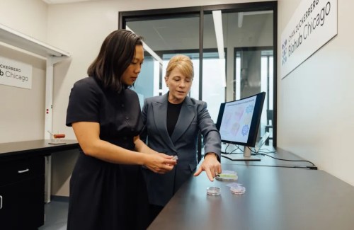 Chan Zuckerberg Initiative Co-Founder and Co-CEO Priscilla Chan and CZ Biohub Chicago President Shana Kelley