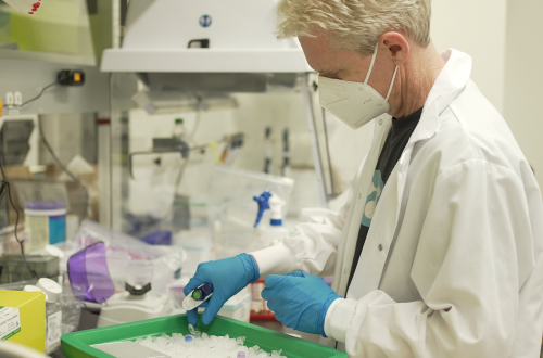Joe DeRisi working in CZ Biohub lab