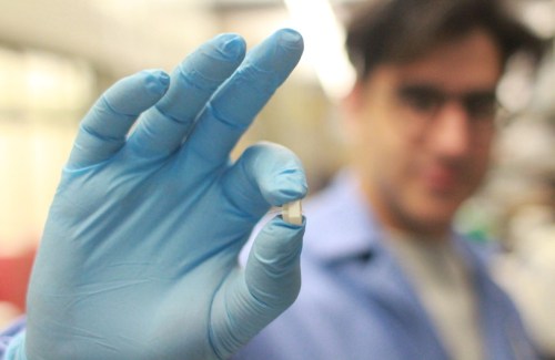Close-up image of the implantable microdevice