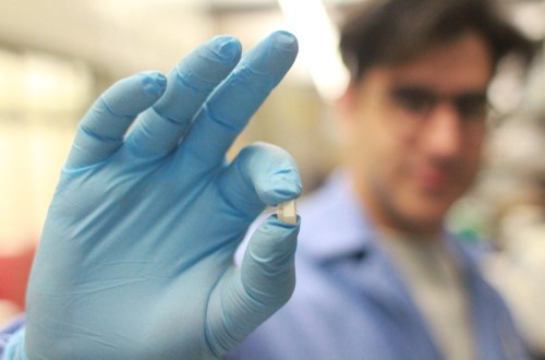 Close-up image of the implantable microdevice
